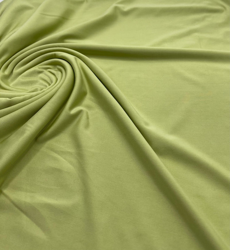 Soft Lime Green Plain Shiny Soft Touch Slinky 4 Way Stretch Fabric
