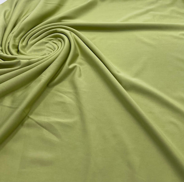 Soft Lime Green Plain Shiny Soft Touch Slinky 4 Way Stretch Fabric