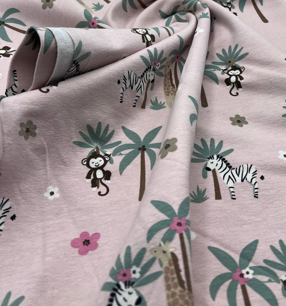 Soft Pink Monkey Cotton Stretch Jersey 200 GSM 95/5 Lycra 4 Way Stretch