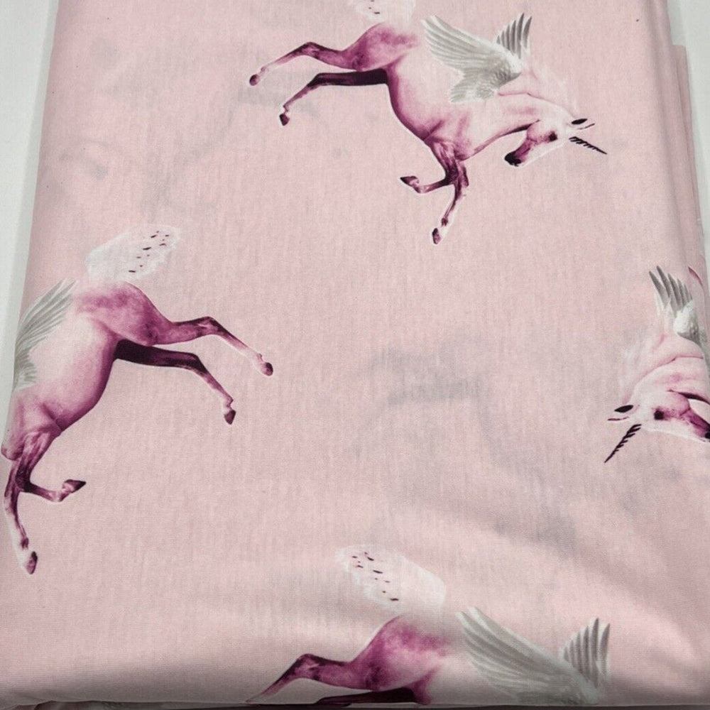 Soft Pink Unicorn Print Spun Poly Stretch Fabric