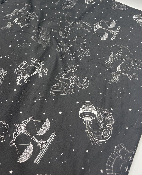 Star Sign Print Spun Poly Stretch Fabric