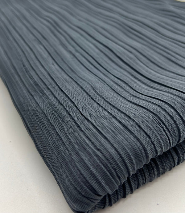 Steel Pleated Plisse Stretch Fabric