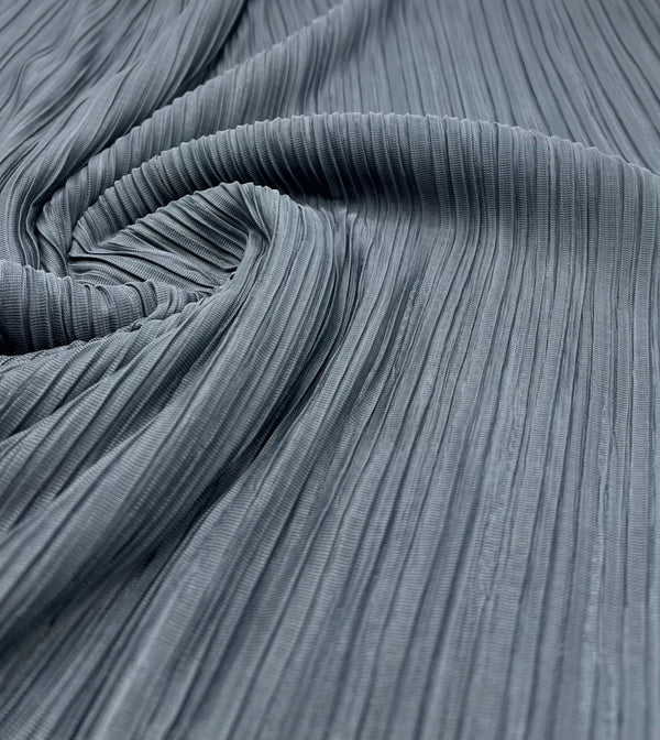 Steel Pleated Plisse Stretch Fabric