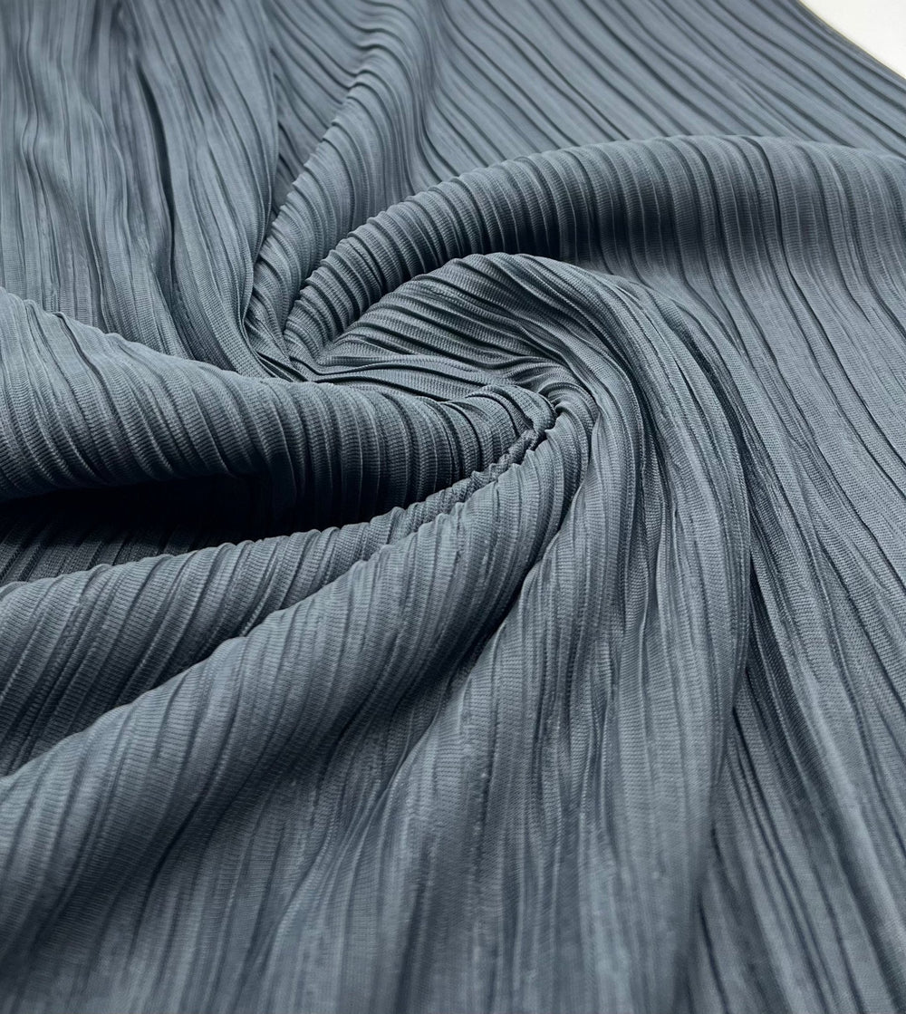 Steel Pleated Plisse Stretch Fabric