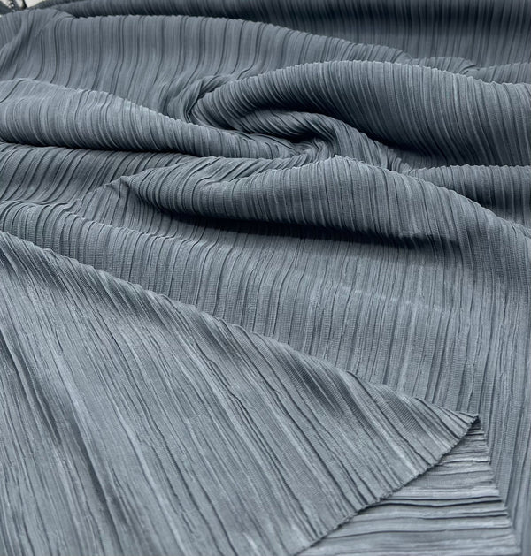 Steel Pleated Plisse Stretch Fabric