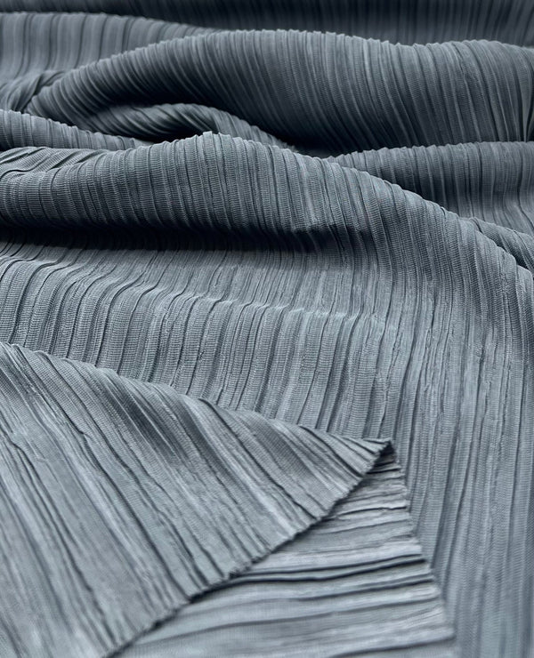 Steel Pleated Plisse Stretch Fabric