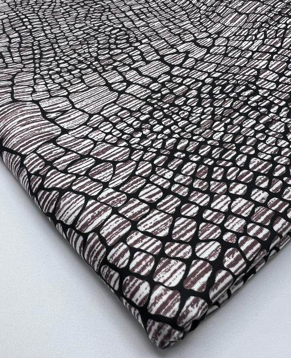 Stone Black Animal Mix Print Soft Touch 4 Way Stretch Fabric
