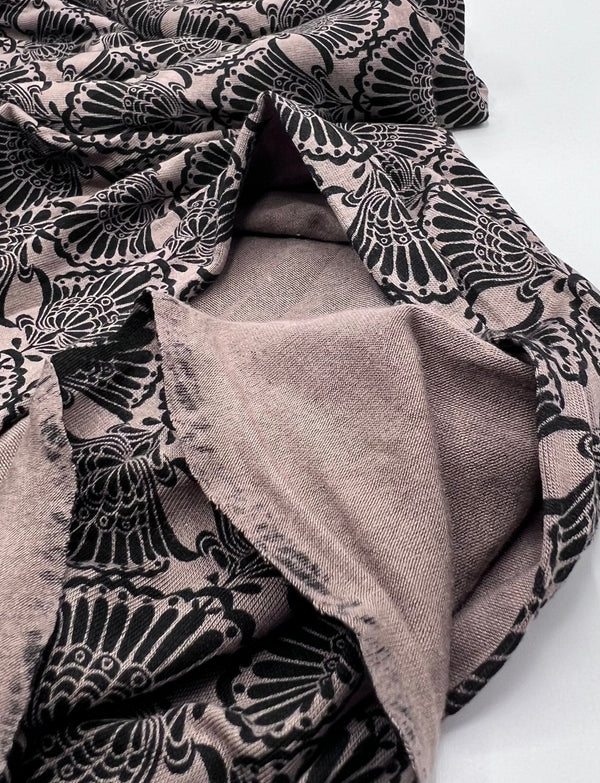 Stone Black Print Viscose Elastane 4 Way Stretch Fabric