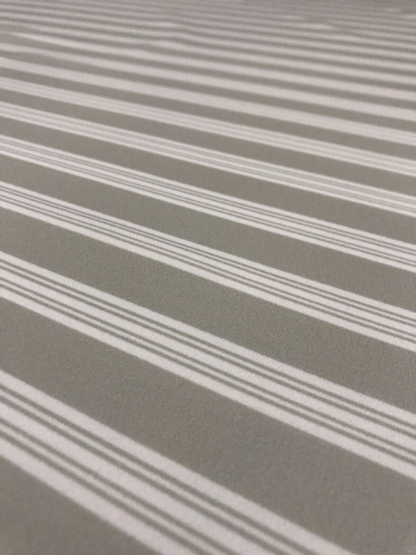 Stone & Ivory Stripe Printed Scuba Crepe Jersey Fabric 4 Way Stretch