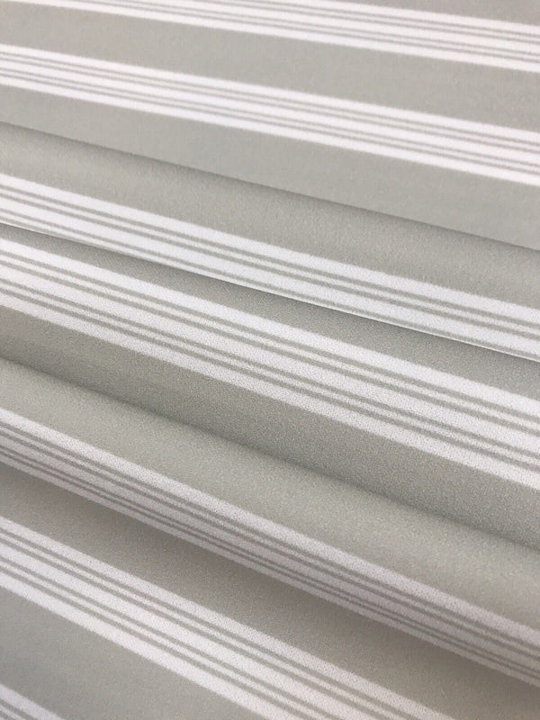 Stone & Ivory Stripe Printed Scuba Crepe Jersey Fabric 4 Way Stretch