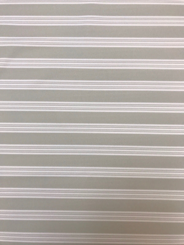 Stone & Ivory Stripe Printed Scuba Crepe Jersey Fabric 4 Way Stretch
