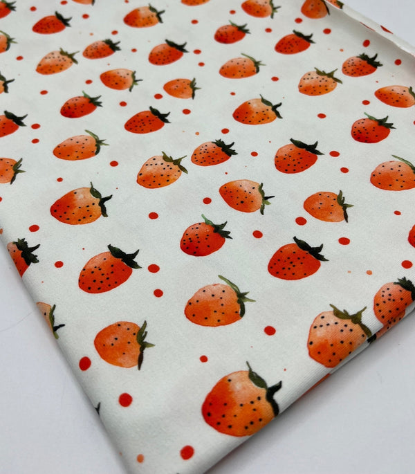 Strawberry's Print Cotton Stretch Jersey 200 GSM 95/5 Lycra 4 Way Stretch