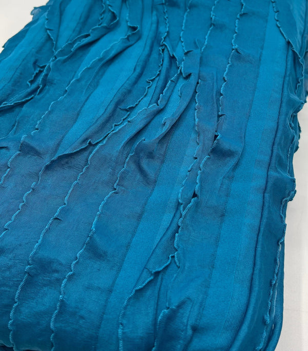 Teal Ruffle Textured 4 Way Stretch Fabric