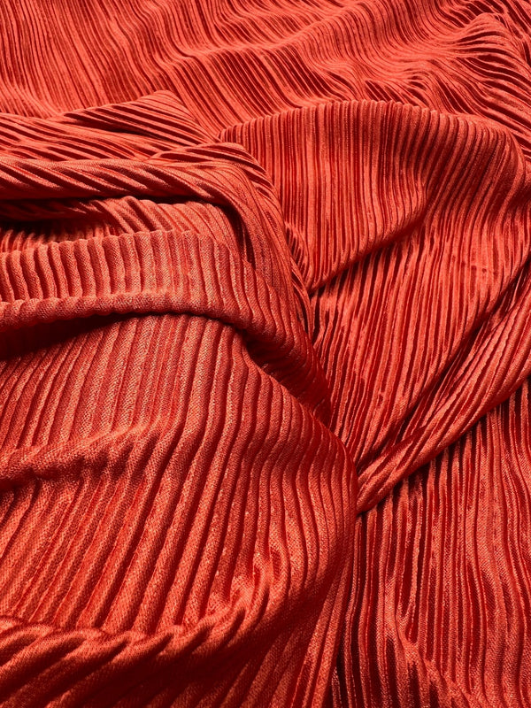 Terracotta Plisse Pleated 2 Way Stretch Fabric