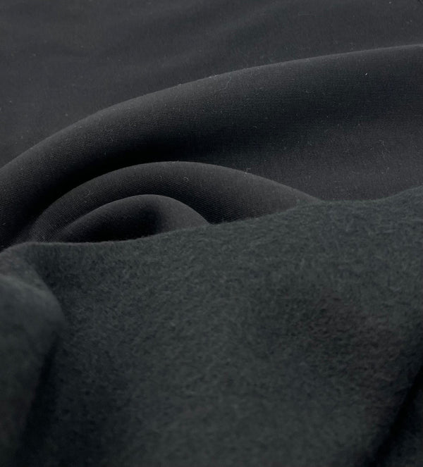 Black Thick Cotton Mix Sweatshirt Fabric 250 GSM 2 Way Stretch