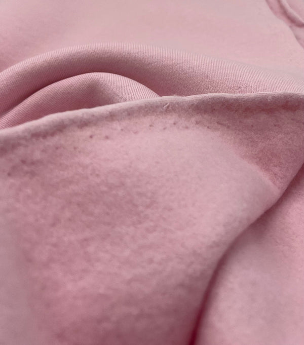 Baby Pink Thick Cotton Mix Sweatshirt Fabric 250 GSM 2 Way Stretch