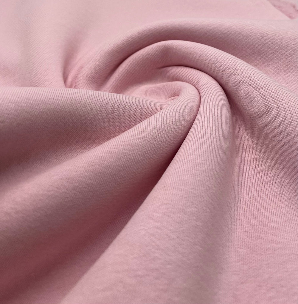 Baby Pink Thick Cotton Mix Sweatshirt Fabric 250 GSM 2 Way Stretch