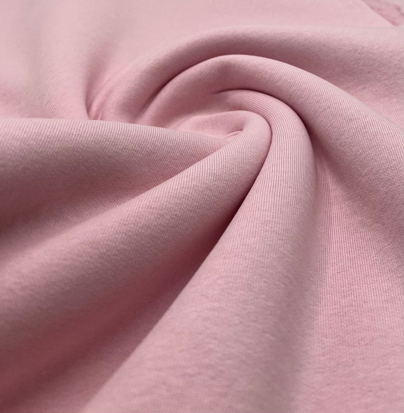 Baby Pink Thick Cotton Mix Sweatshirt Fabric 250 GSM 2 Way Stretch