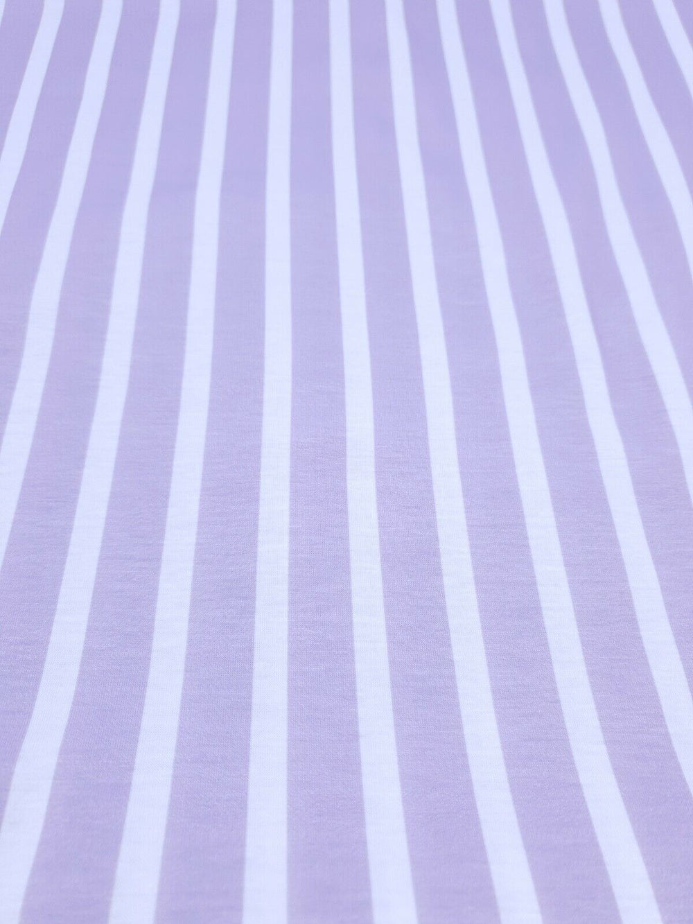 Vertical Stripe Lilac Print Spun Poly Stretch Fabric