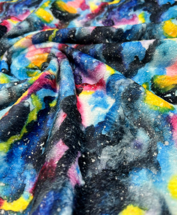 Watercolour Rainbow Galaxy Cuddle Fleece Fabric Blanket Loungewear