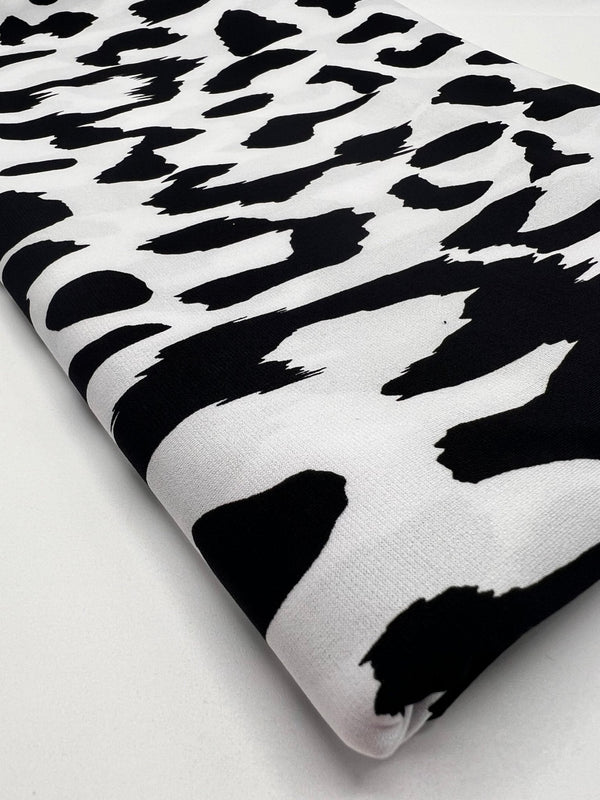 White Black Animal Print ITY Fabric 4 Way Stretch