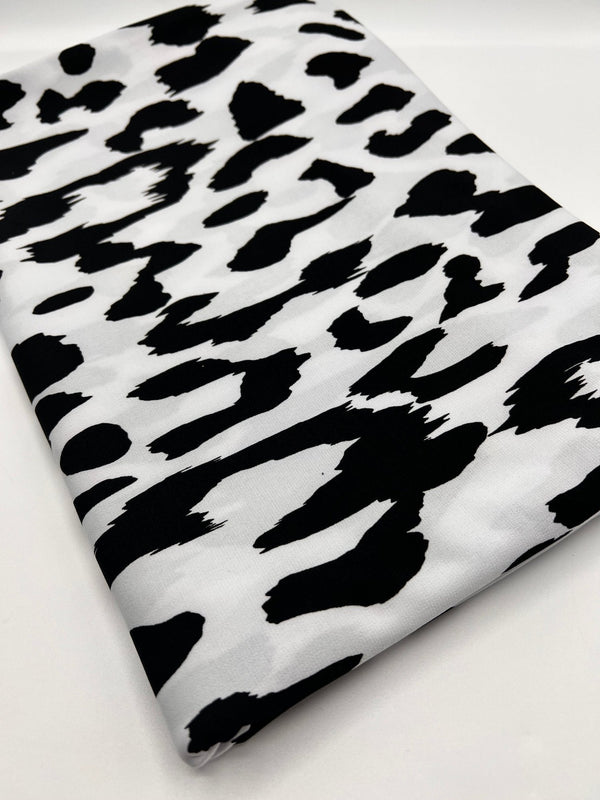 White Black Animal Print ITY Fabric 4 Way Stretch