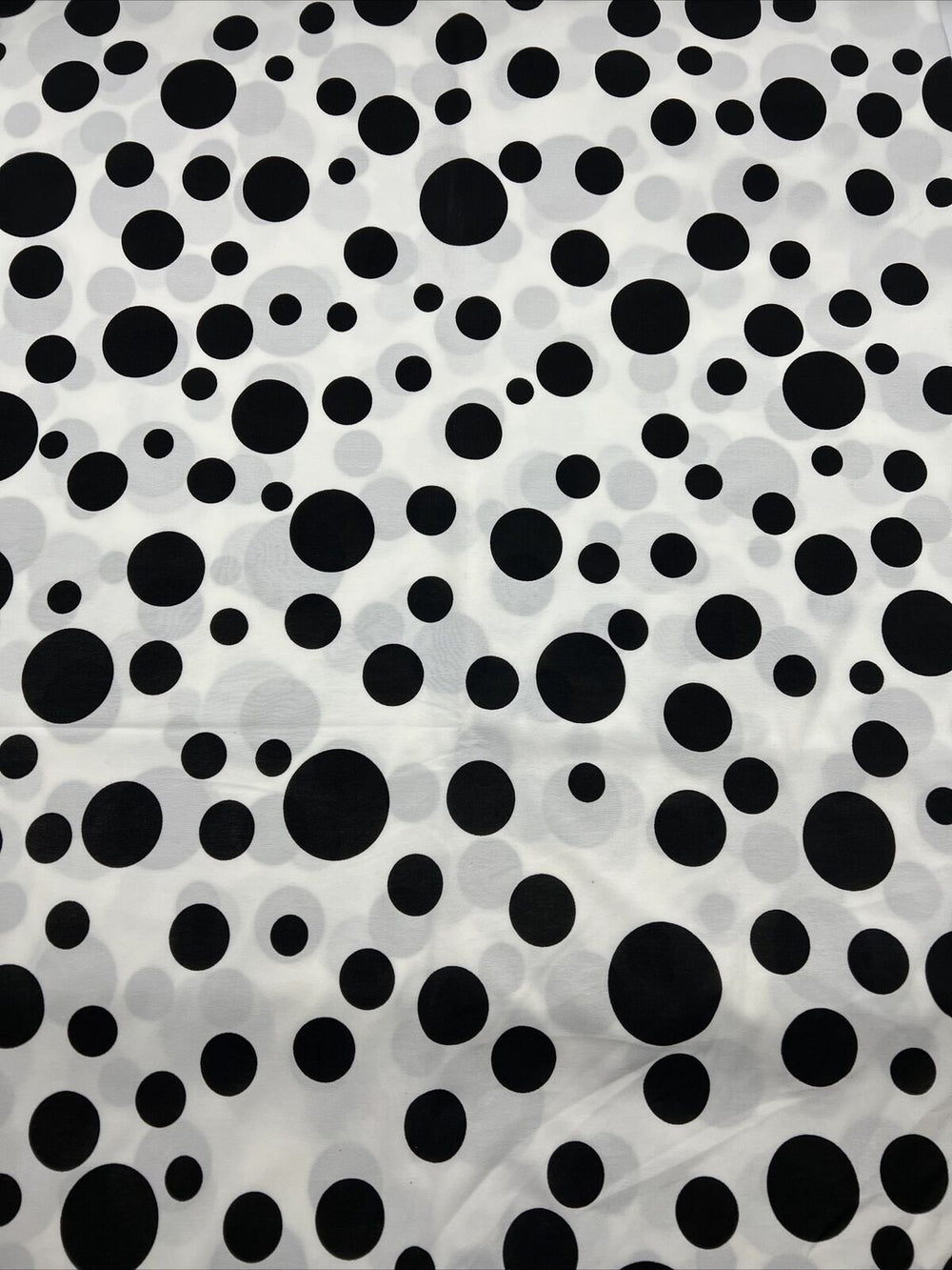 White Black Polka Print Soft Touch Stretch Fabric