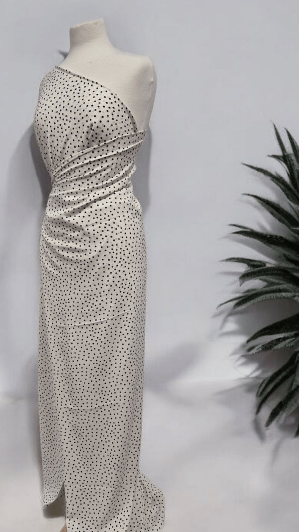 White Black Spot Lightweight Non Stretch Woven Fabric