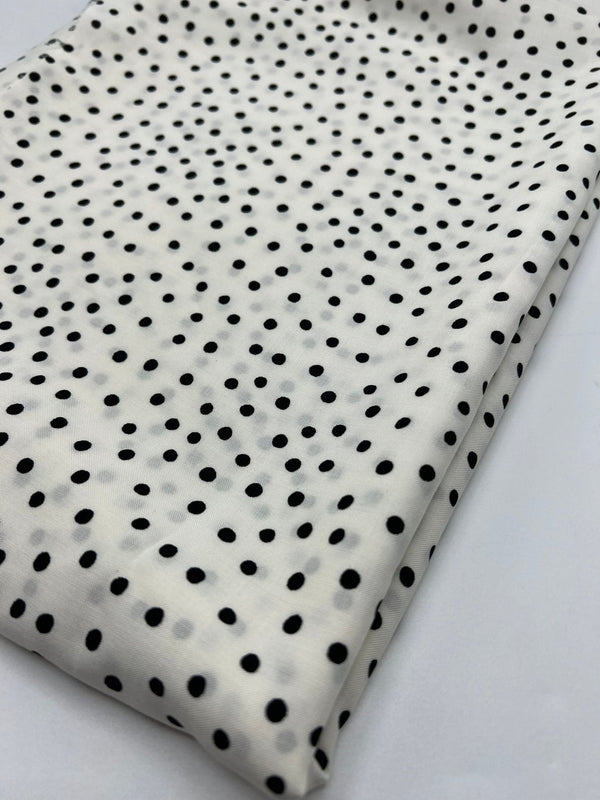 White Black Spot Lightweight Non Stretch Woven Fabric