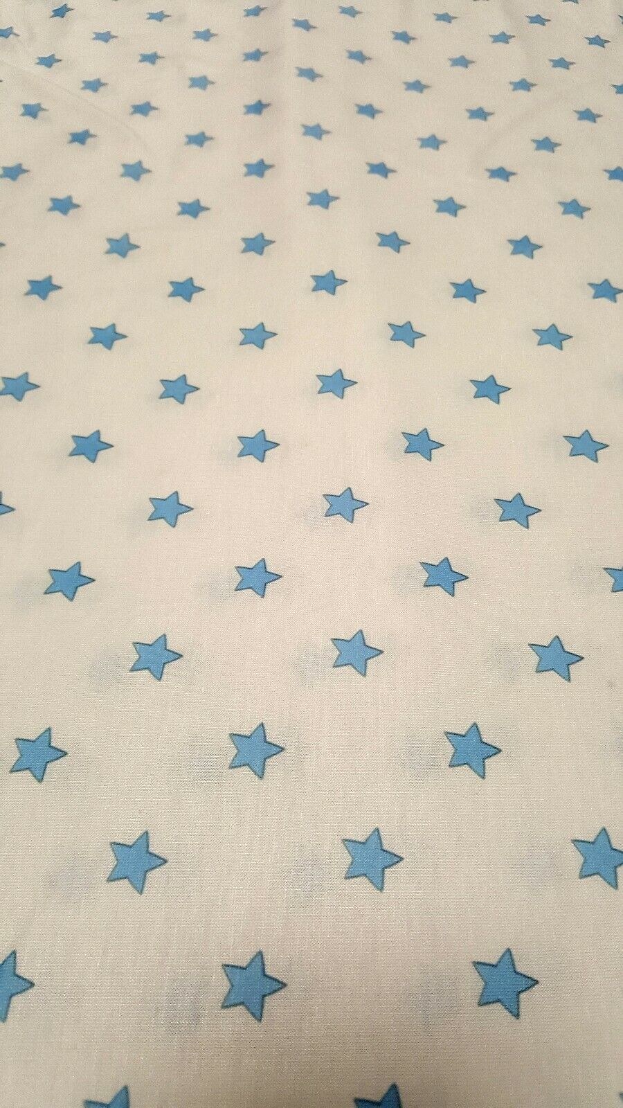 White Blue Star Print Spun Poly Stretch Fabric