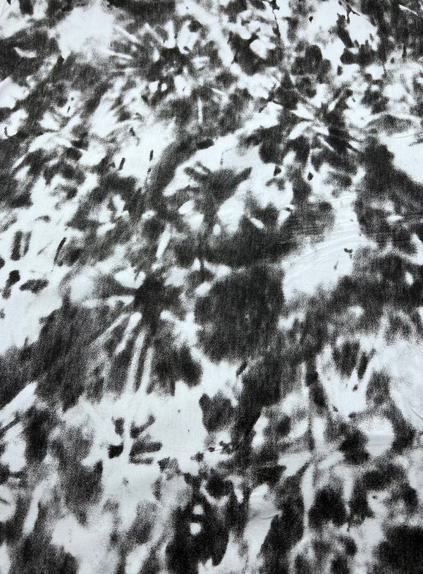 White Grey Black Tie Dye Print Viscose Elastane Fabric