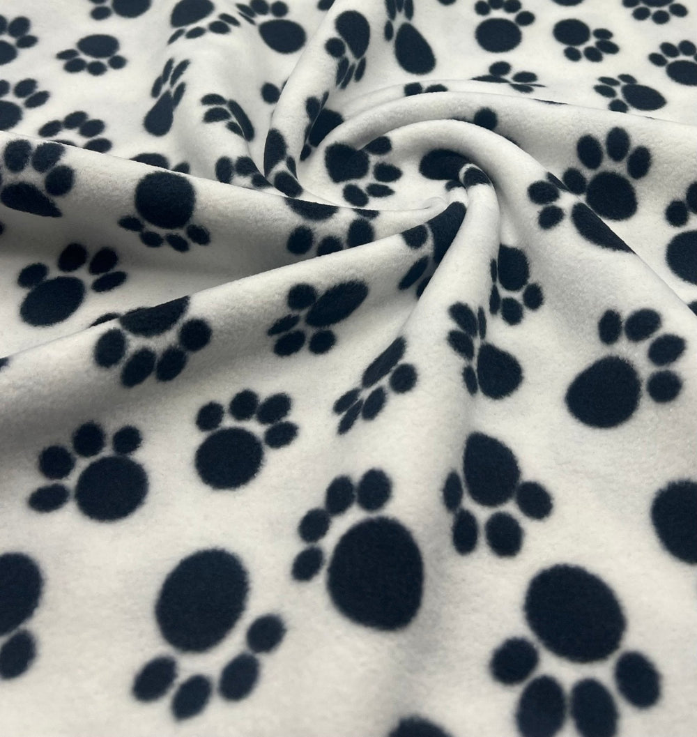 White Paws Printed Anti-Pil Polar Fleece Fabric Blanket Loungewear