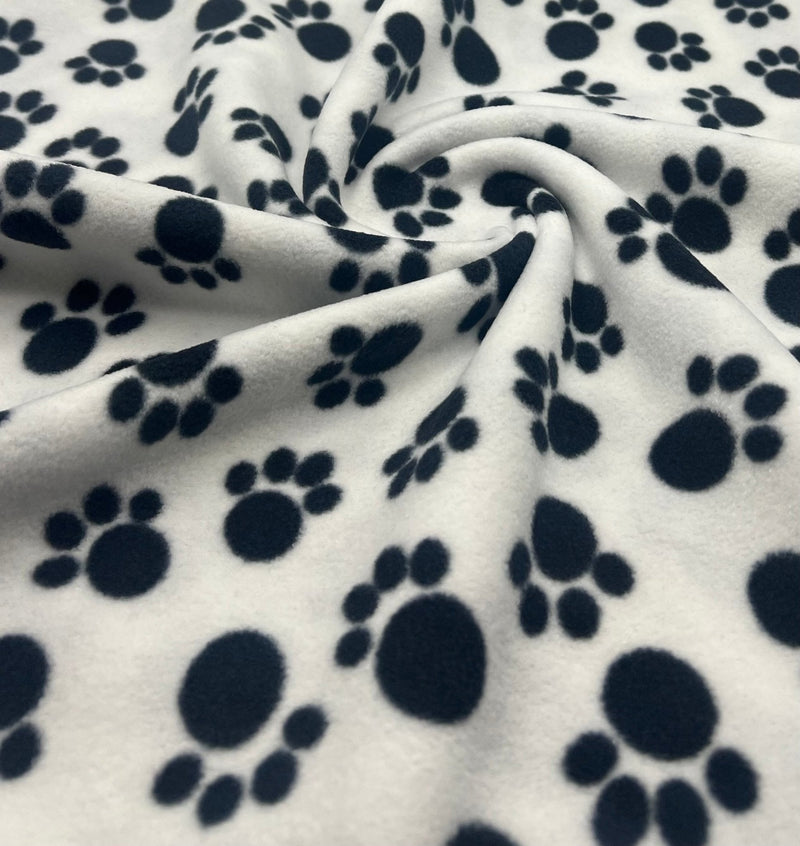 White Paws Printed Anti-Pil Polar Fleece Fabric Blanket Loungewear