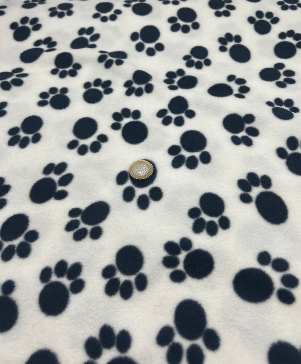 White Paws Printed Anti-Pil Polar Fleece Fabric Blanket Loungewear