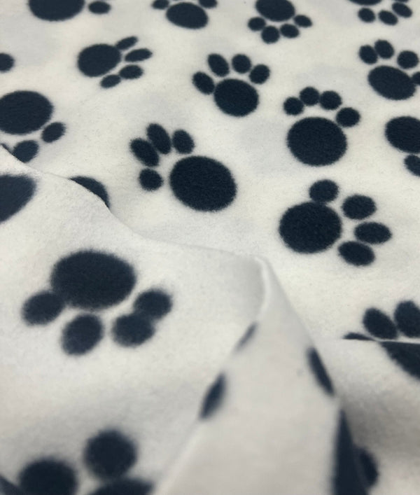 White Paws Printed Anti-Pil Polar Fleece Fabric Blanket Loungewear