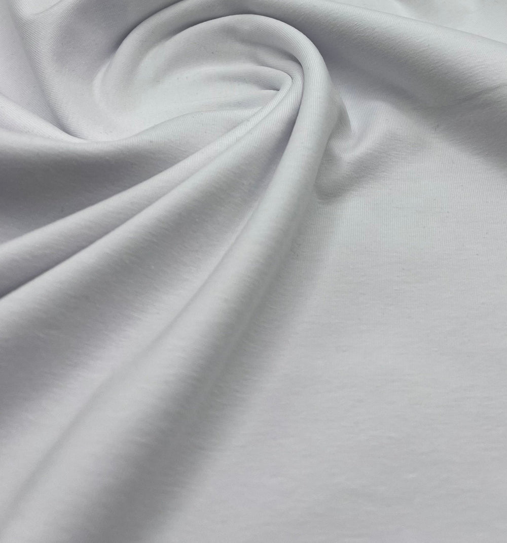 White Cotton Stretch Jersey 240 GSM 92/8 Lycra 4 Way Stretch