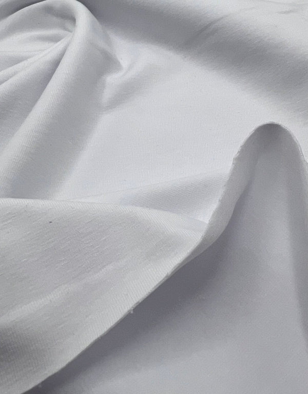 White Cotton Stretch Jersey 240 GSM 92/8 Lycra 4 Way Stretch