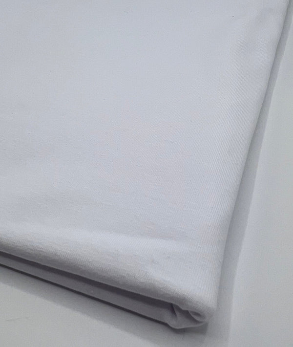 White Cotton Stretch Jersey 240 GSM 92/8 Lycra 4 Way Stretch