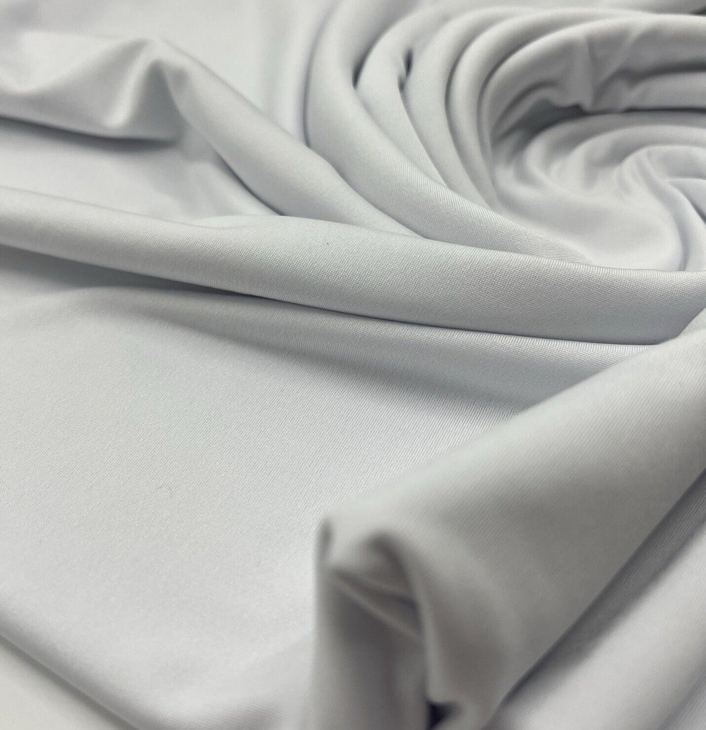 White Plain Shiny Soft Touch Slinky 4 Way Stretch Fabric