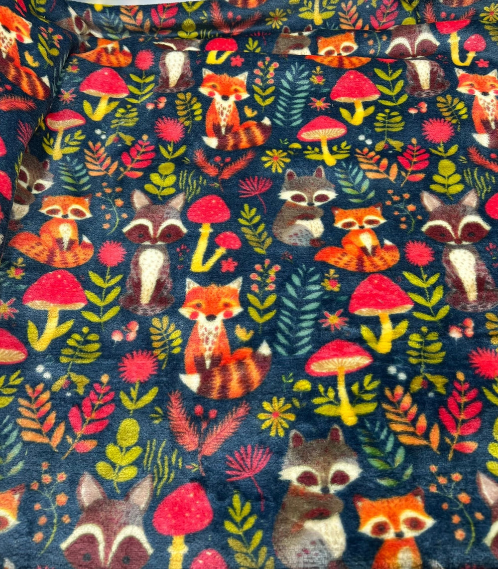 Woodland Animals Cuddle Fleece Fabric Blanket Loungewear