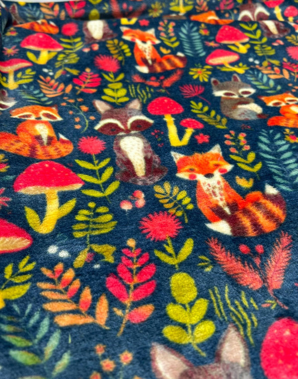 Woodland Animals Cuddle Fleece Fabric Blanket Loungewear