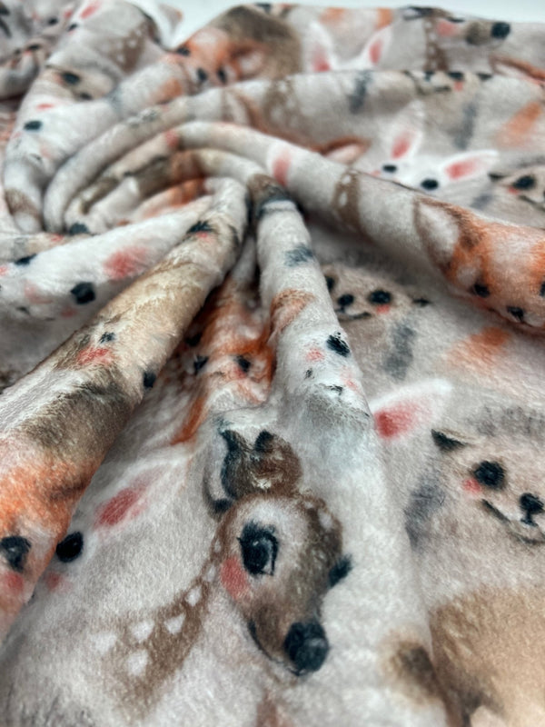 Woodland Baby Animals Cuddle Fleece Fabric Blanket Loungewear