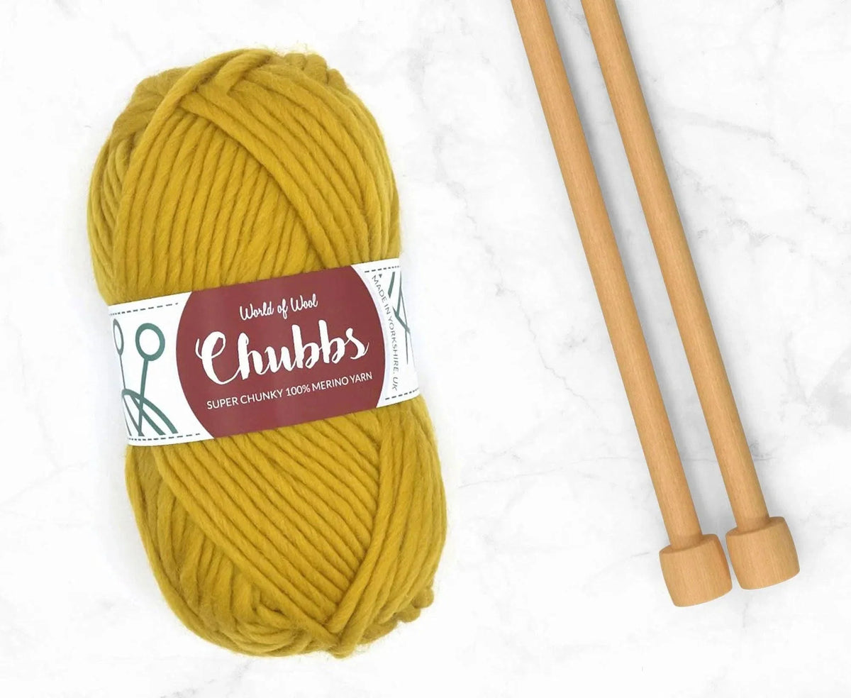 World of Wool Mustard Merino Super Chunky Yarn – 100g