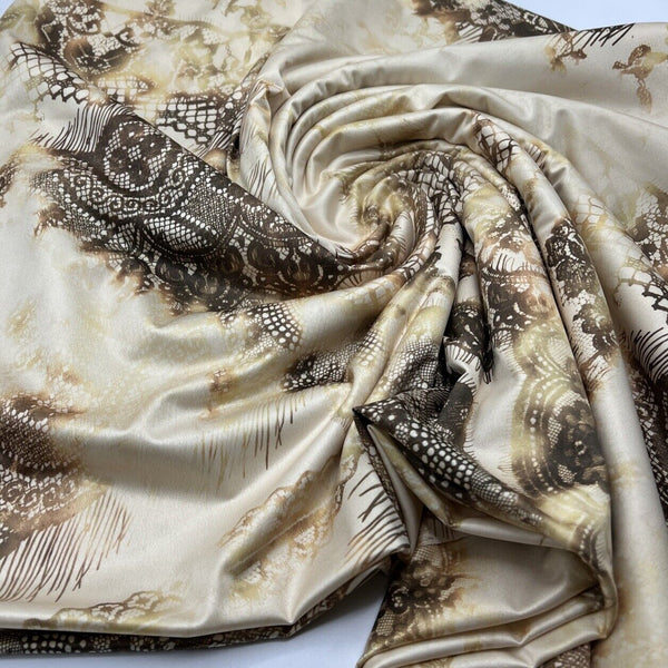 Yellow Gold Print Soft Touch Stretch Fabric