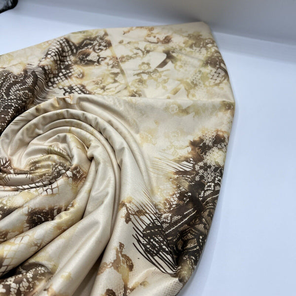 Yellow Gold Print Soft Touch Stretch Fabric