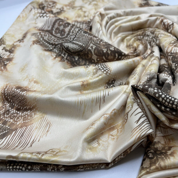 Yellow Gold Print Soft Touch Stretch Fabric