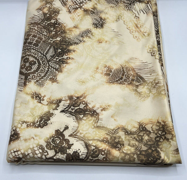 Yellow Gold Print Soft Touch Stretch Fabric
