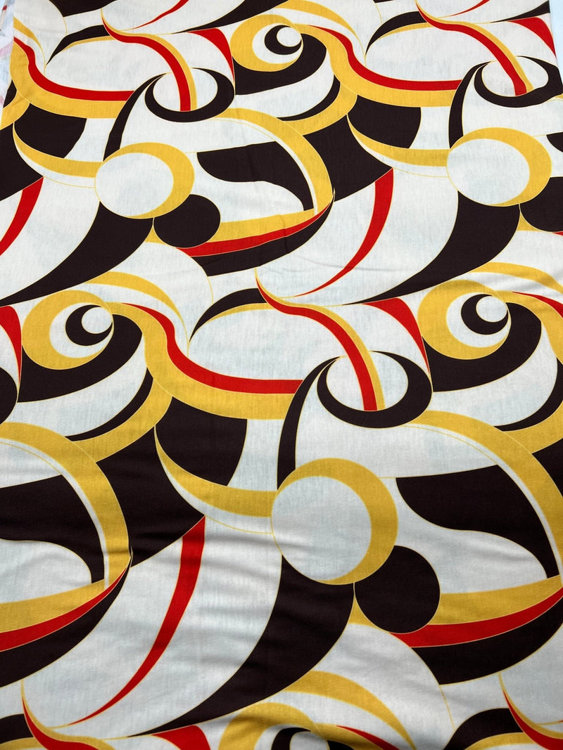 Yellow Mix Print Spun Poly Stretch Fabric