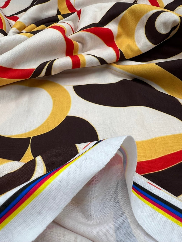 Yellow Mix Print Spun Poly Stretch Fabric